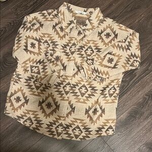 DAVI & DANI Brown and Cream Patterned Top